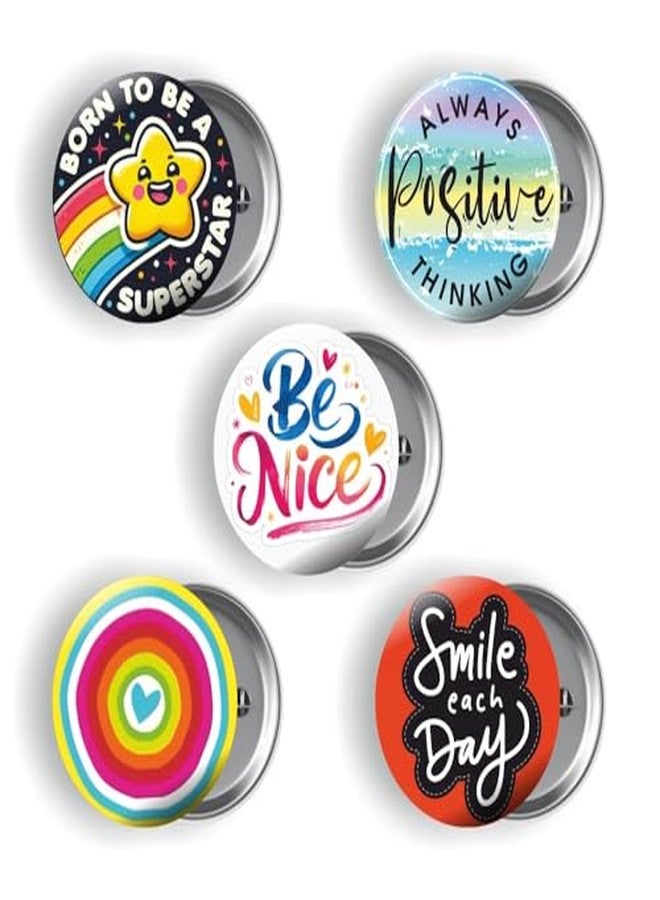 Roundsun Motivational Pins Badges 58mm Size | Round Button Badges | Inspirational Quotes | Return Gift | Event Badges | Kids Badges | Women brooches | Perfect for Backpacks (Combo 2 Pack of 5) - Image 1